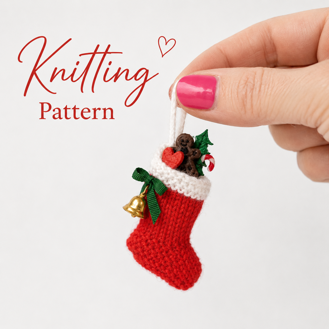 Miniature Christmas Stocking PDF Knitting pattern Dollhouse DIY