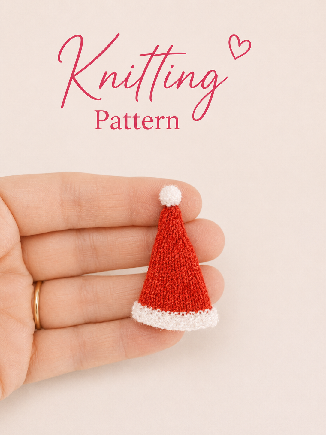 Miniature Santa Hat Knitting Pattern – 1:12 Scale Dollhouse PDF