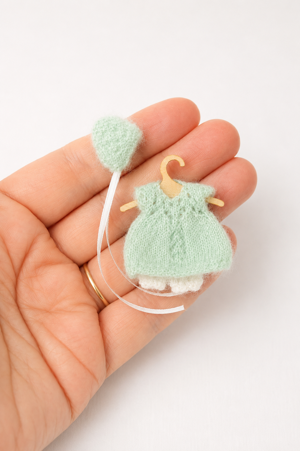Handmade Dollhouse Miniature Baby Dress, Hat and pants Set