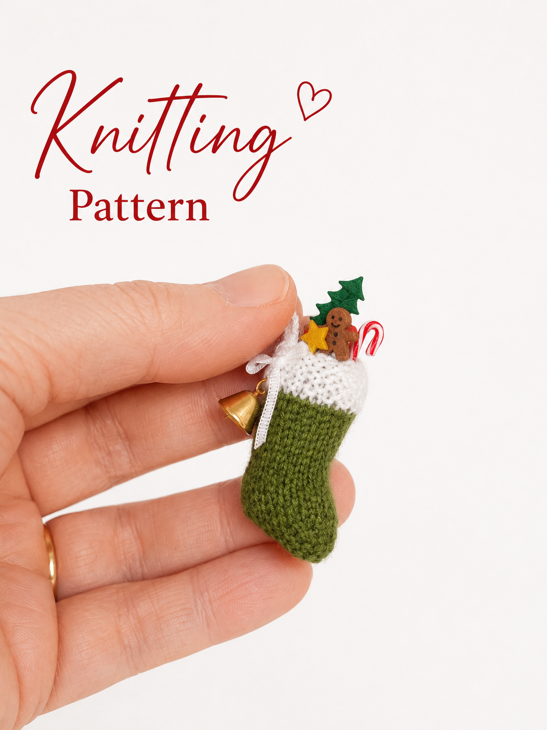 Miniature Christmas Stocking PDF Knitting pattern Dollhouse DIY