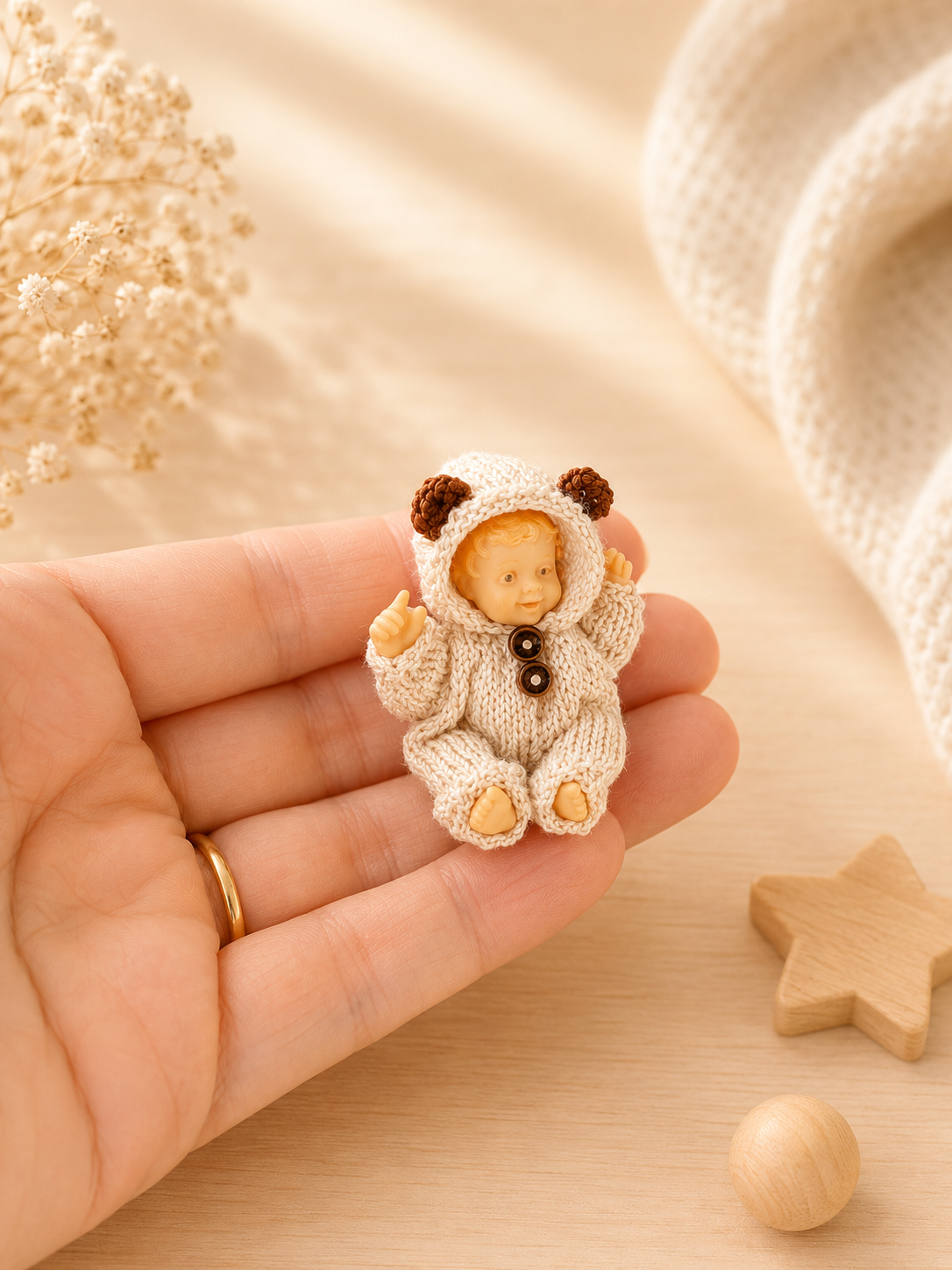 dolls house miniature baby doll romper with beary ears