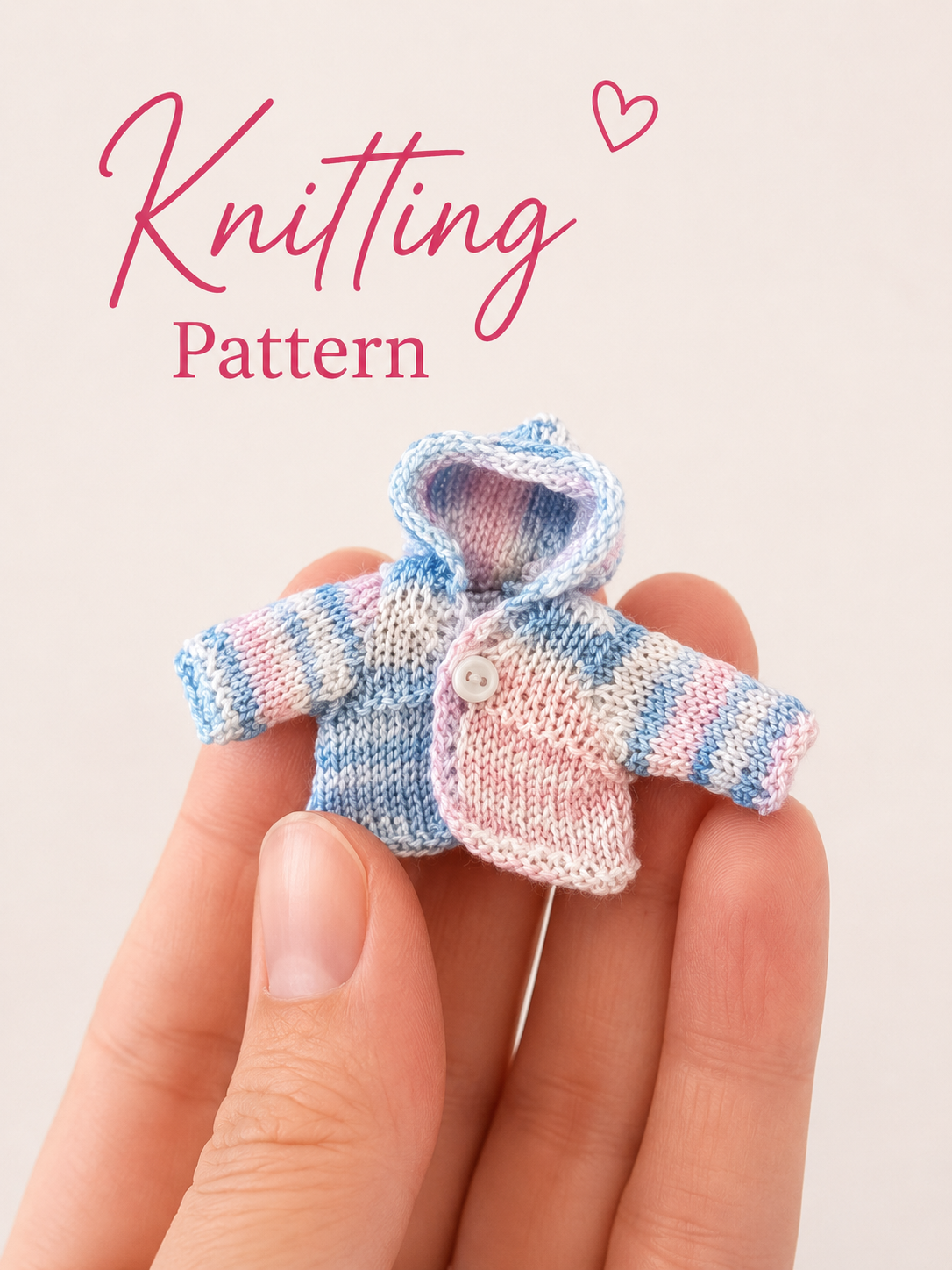 Miniature Hooded Jacket Knitting Pattern – 1:12 Scale Dollhouse PDF
