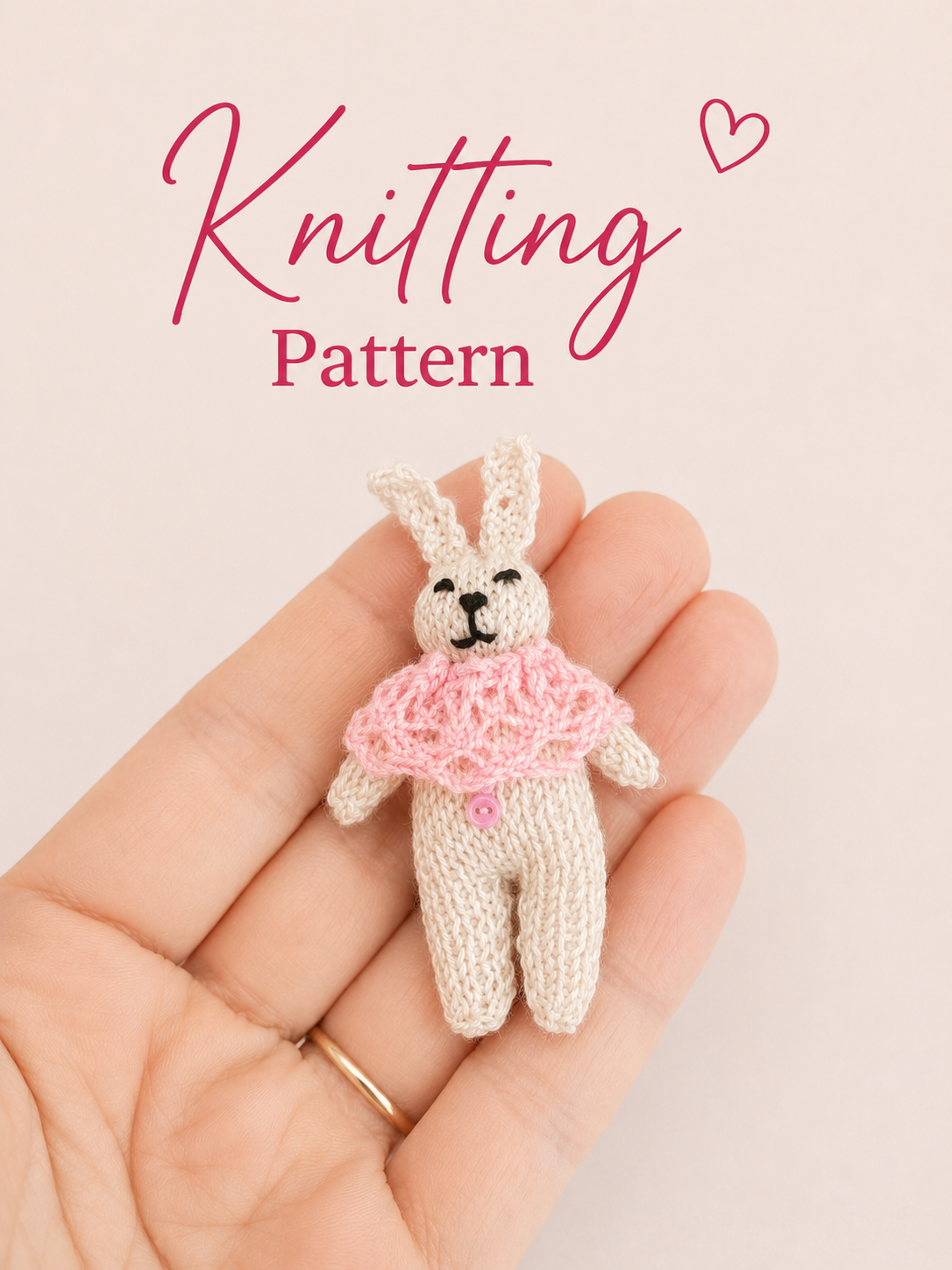 Miniature Easter Bunny Knitting Pattern – 1:12 Dollhouse Amigurumi PDF