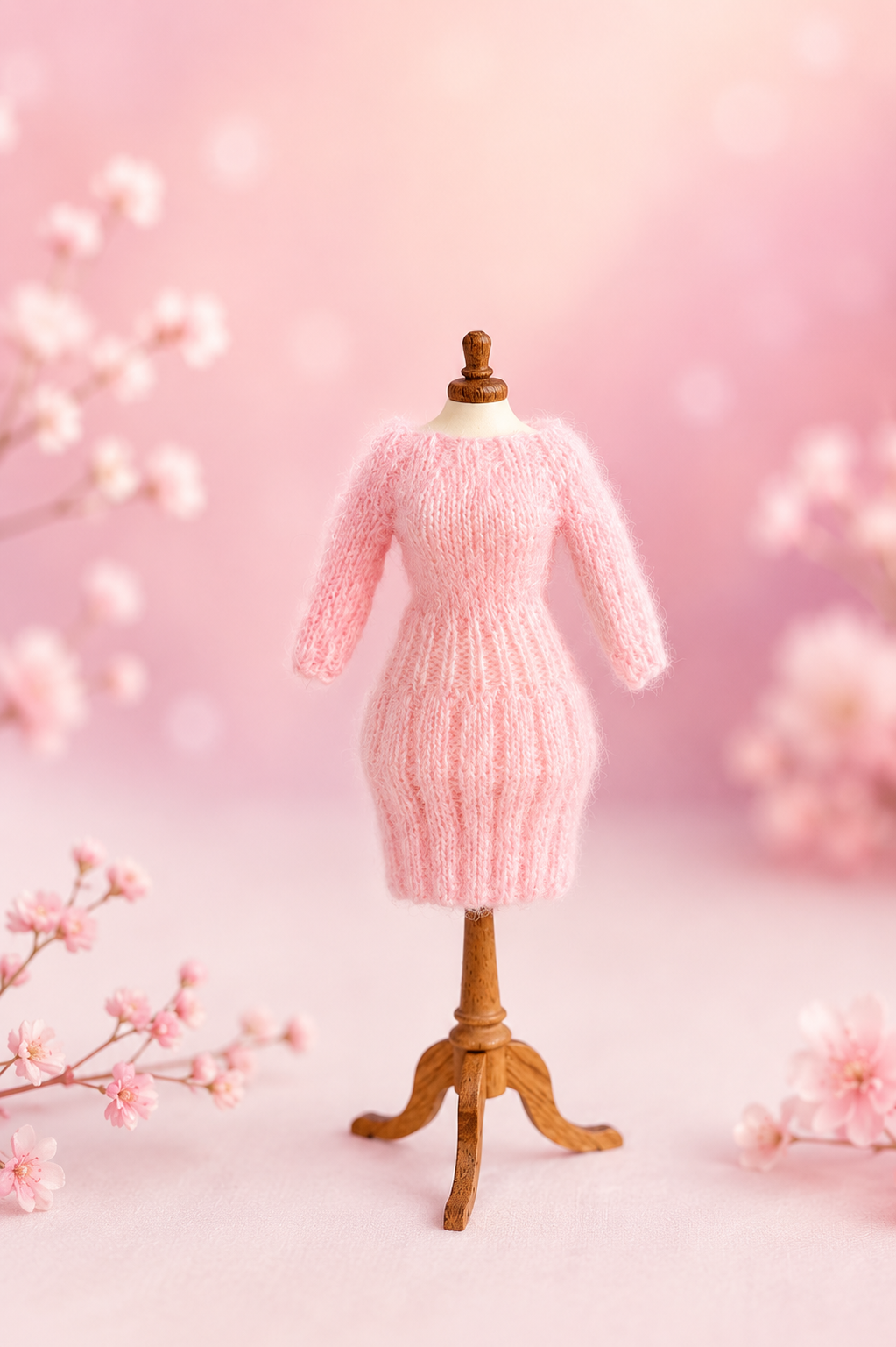 Handmade Miniature Sweater Dress – 1/12 Scale Dollhouse Fashion