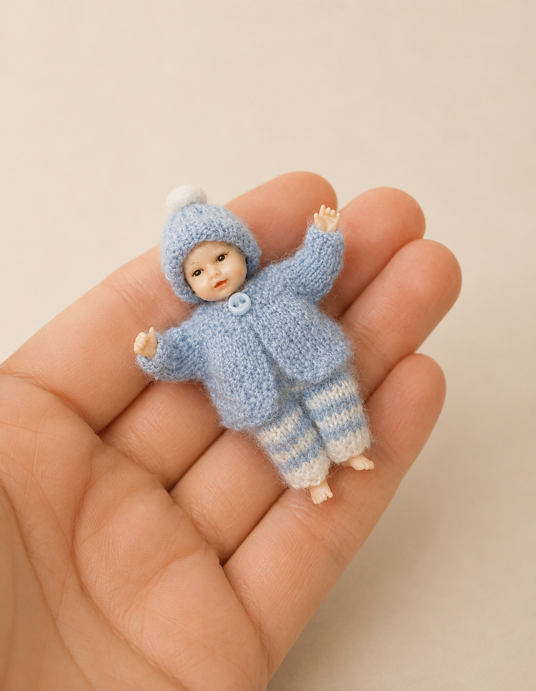 Dollhouse Miniature Baby Cardigan and Pants set