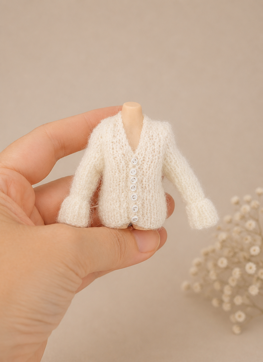 Miniature Chunky Cardigan for A Dollhouse Doll