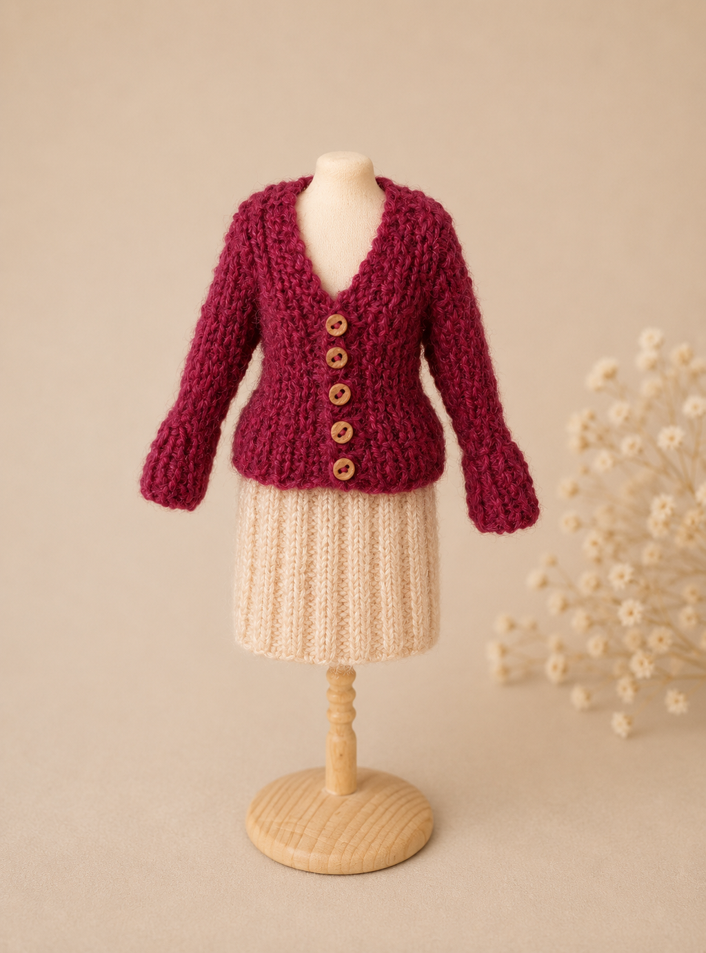 Miniature Chunky Cardigan for A Dollhouse Doll