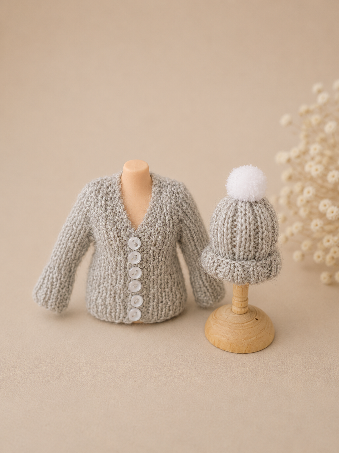 Miniature Chunky Cardigan for A Dollhouse Doll
