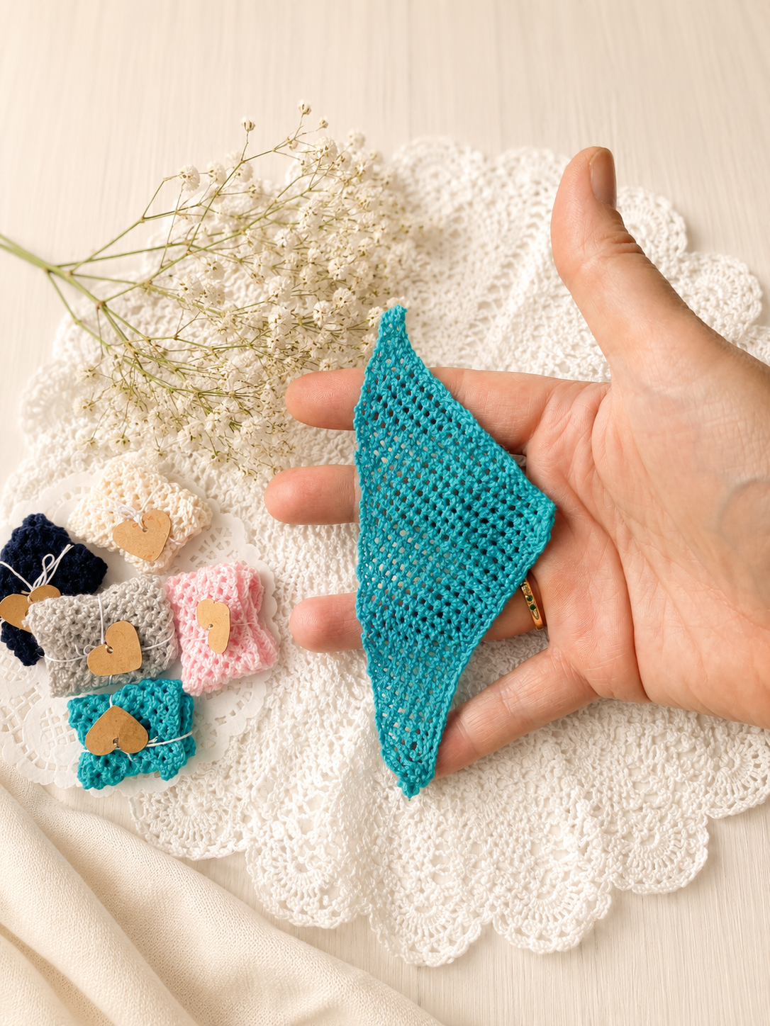 Tiny handknitted shawl for 1:12 dollhouse – miniature doll accessory
