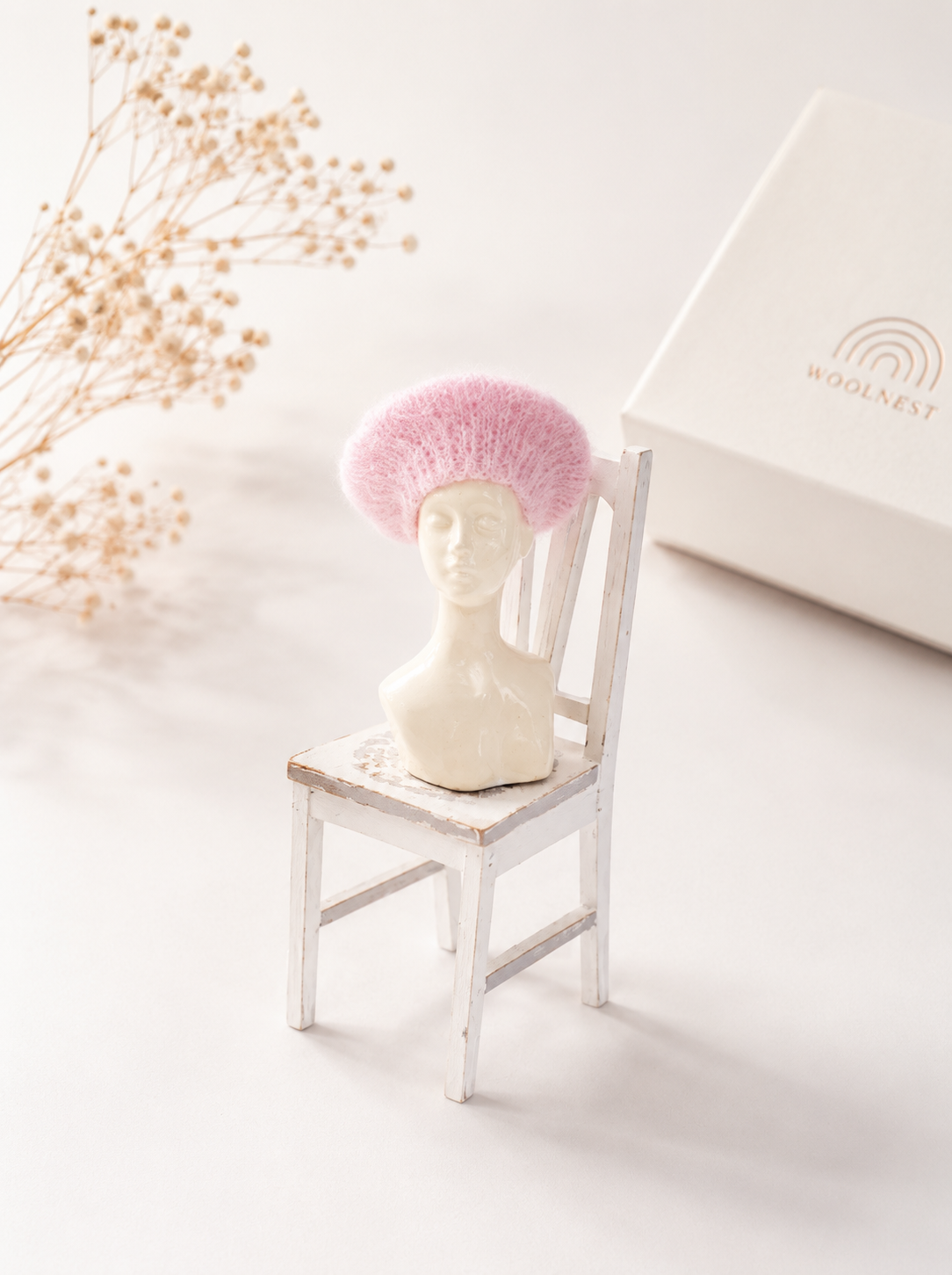 Handmade Wool Beret Hat for 1:12 Dollhouse – Miniature Winter Accessory