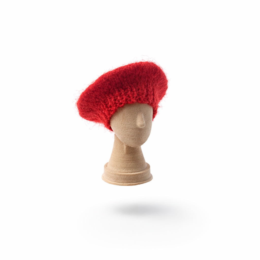 Handmade Wool Beret Hat for 1:12 Dollhouse – Miniature Winter Accessory