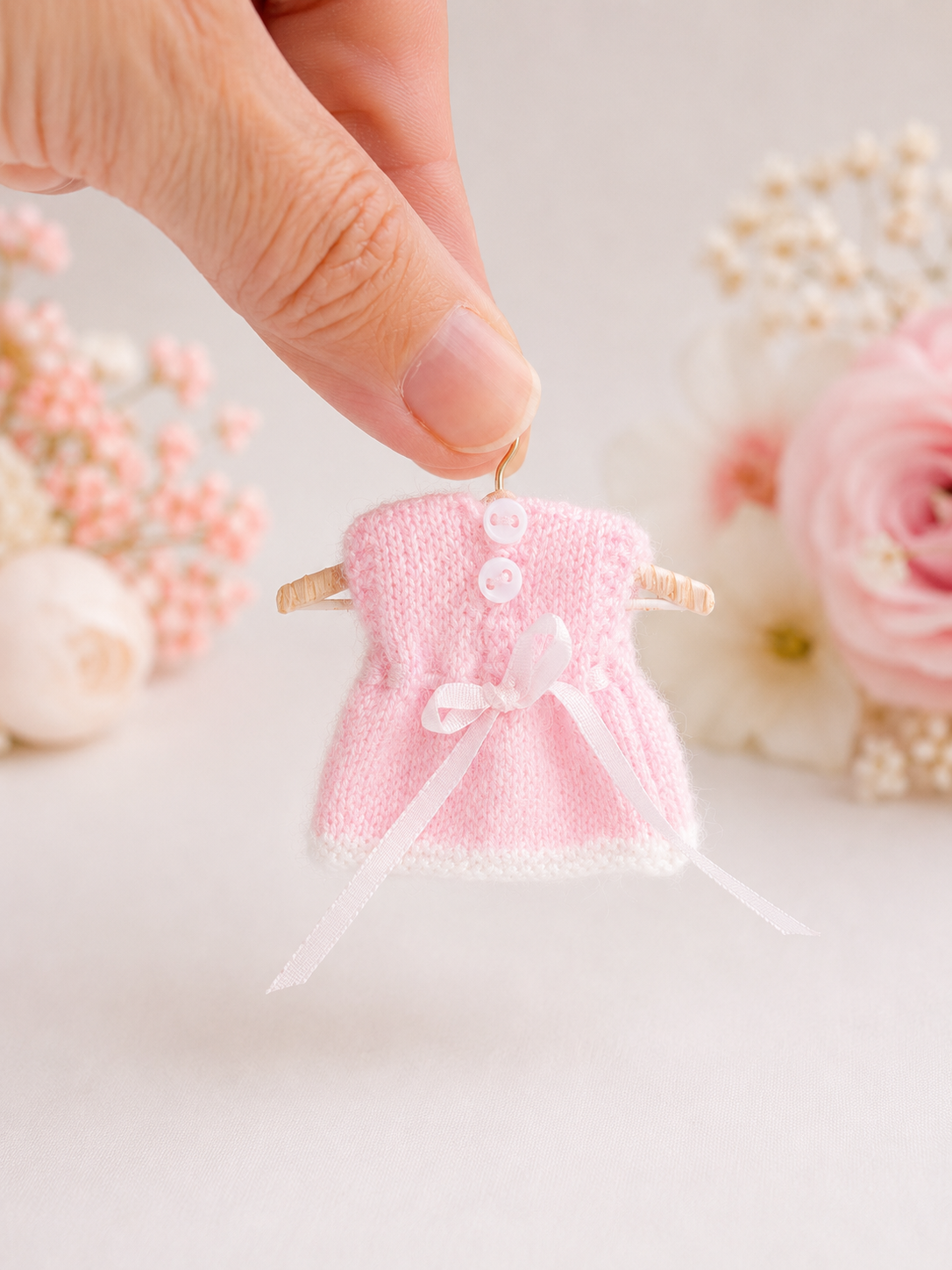  Handmade miniature toddler dress in dollhouse setting – 1:12 scale