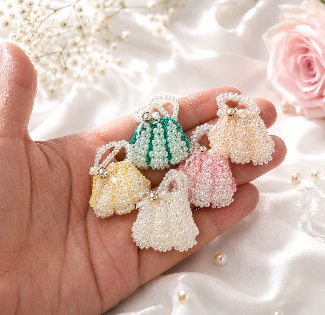 Miniature Bead Handbag Knitting Pattern | 1:12 Scale Dollhouse Accessory | Mini Handbag DIY Tutorial