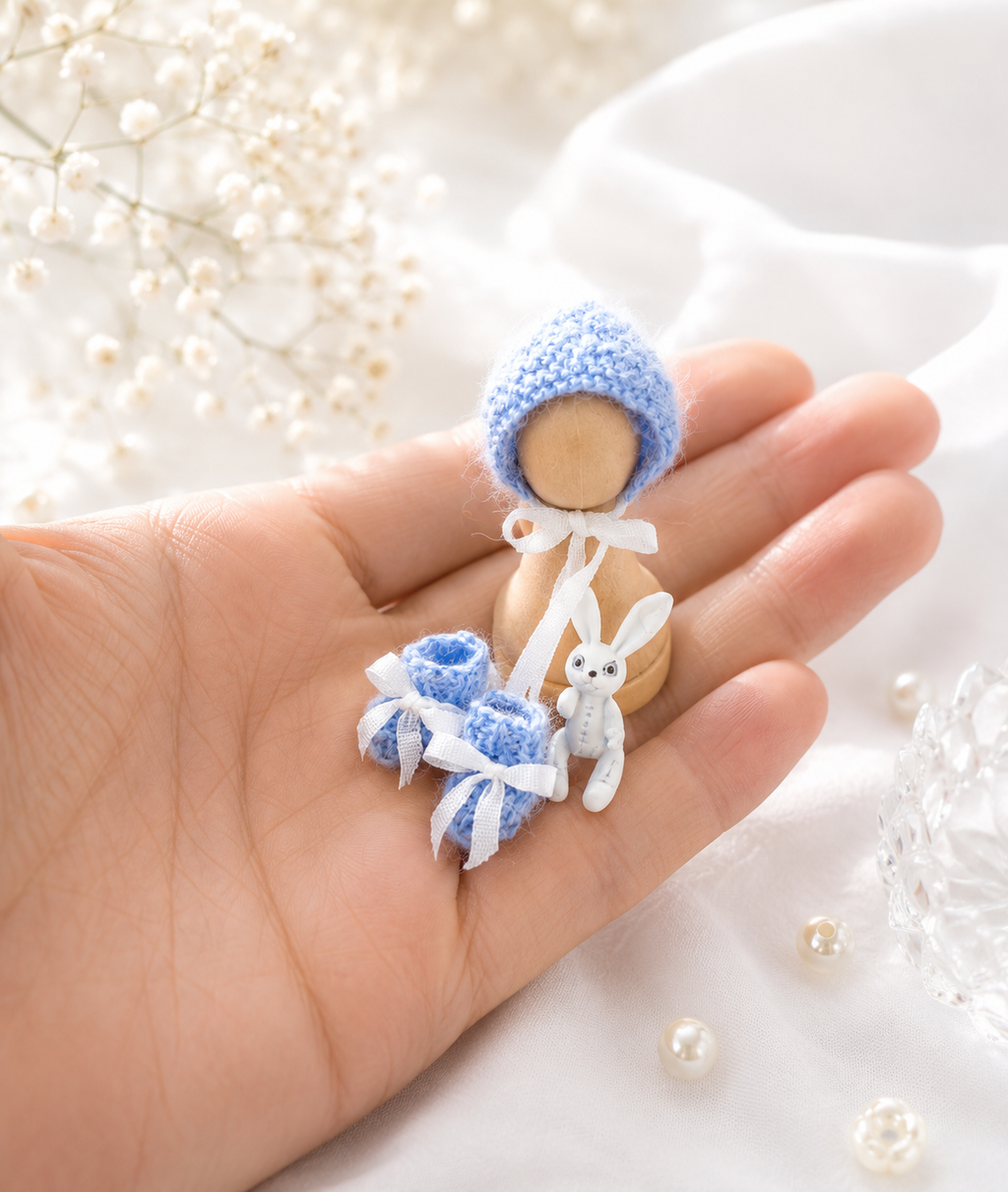 Baby Bootees, Hat & Pants – 1:12 Scale Dollhouse Knitting Pattern PDF