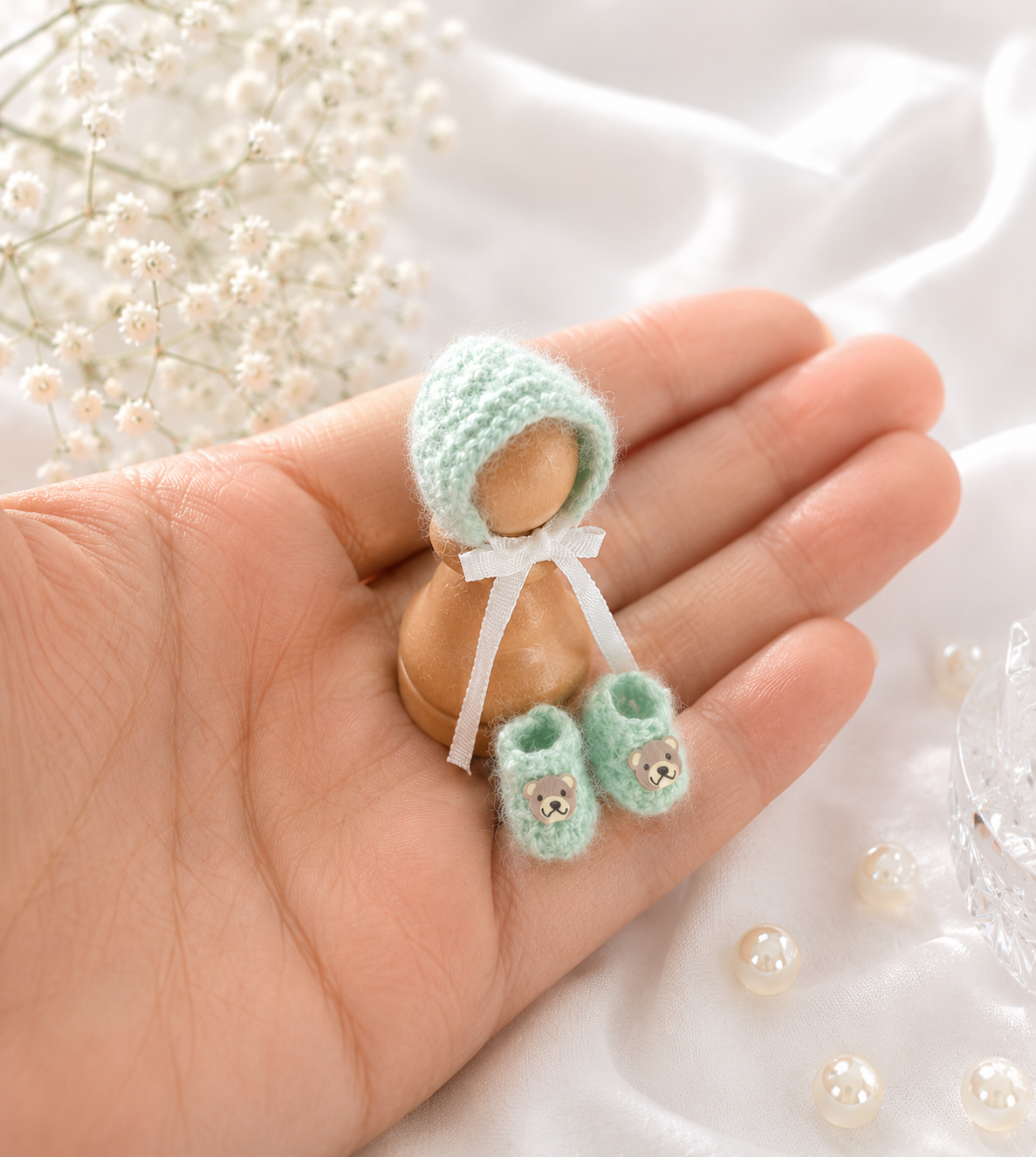 Baby Bootees, Hat & Pants – 1:12 Scale Dollhouse Knitting Pattern PDF