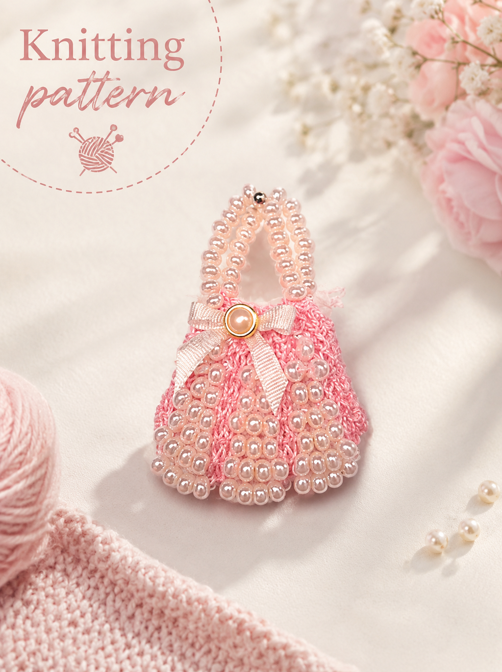 Miniature Bead Handbag Knitting Pattern | 1:12 Scale Dollhouse Accessory | Mini Handbag DIY Tutorial