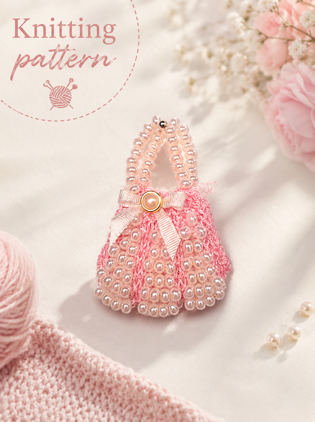 Miniature Bead Handbag Knitting Pattern | 1:12 Scale Dollhouse Accessory | Mini Handbag DIY Tutorial