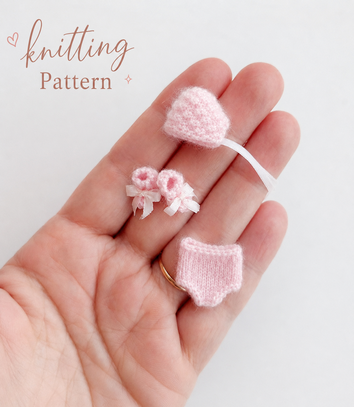 Baby Bootees, Hat & Pants – 1:12 Scale Dollhouse Knitting Pattern PDF