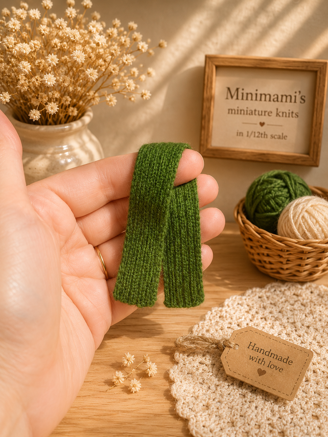 Handmade Miniature Doll Wool Scarf