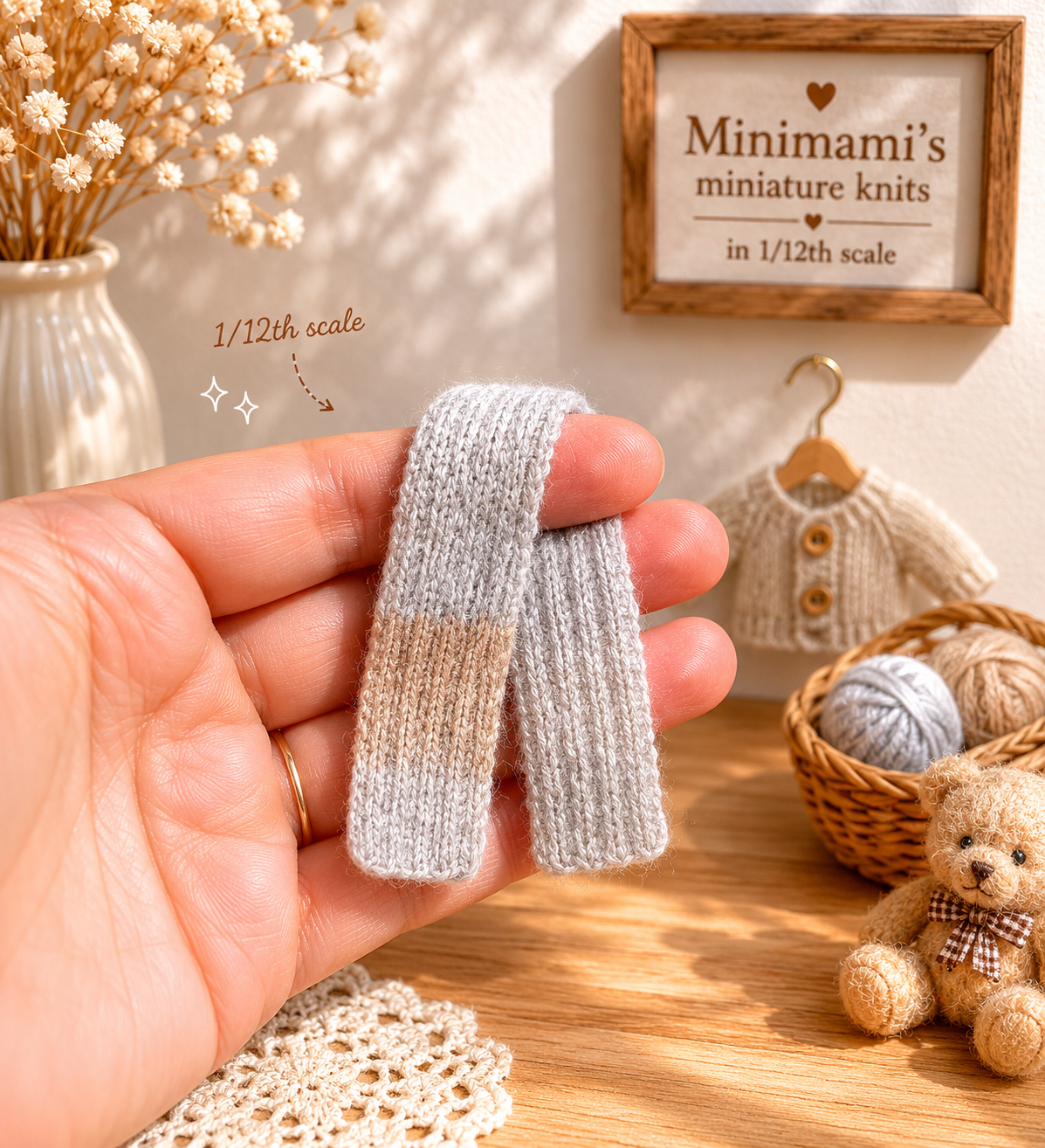 Handmade Miniature Doll Wool Scarf