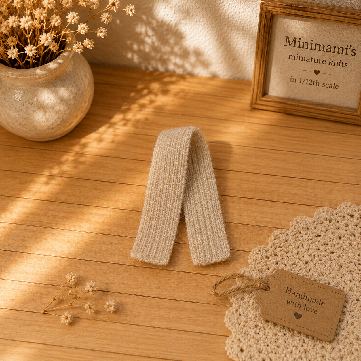 Handmade Miniature Doll Wool Scarf