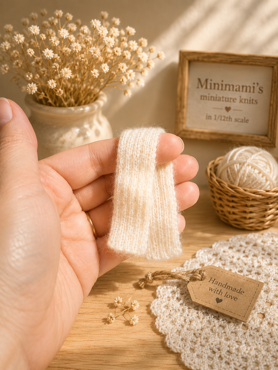 Handmade Miniature Doll Wool Scarf