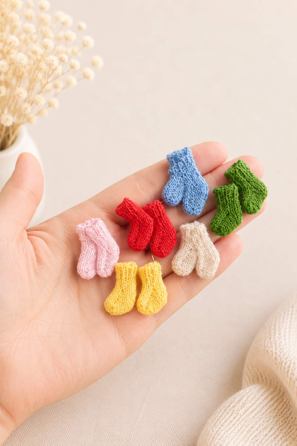 Miniature wool socks – handknitted 1:12 scale dollhouse doll clothes